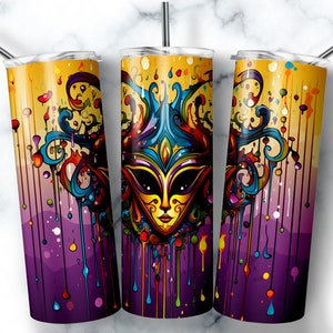 Mardi Gras Tumbler Sublimation Design: 20 oz Skinny Tumbler (Digital Download)