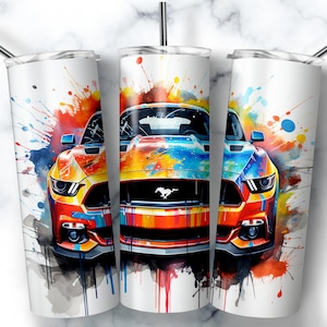 Muscle Car Tumbler Sublimation Design: 20 oz Skinny Tumbler Wrap (Digital Download)