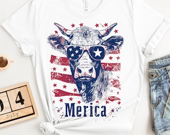 Merica Cow 4th of July Sublimation Design (Digital Download PNG)