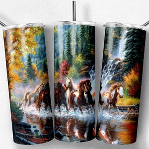 Wild Horses Tumbler Sublimation Design: 20 oz Skinny Tumbler (Digital Download)
