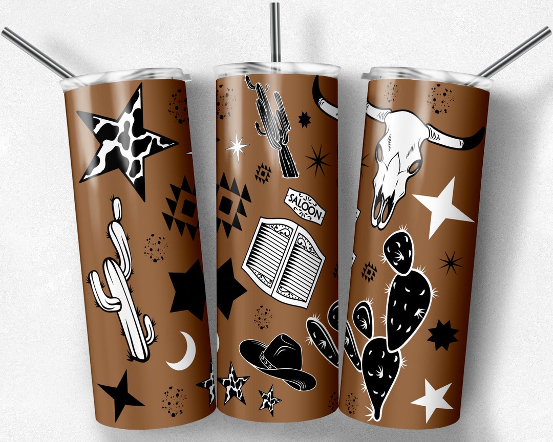 20 Oz Skinny Tumbler Sublimation Design Template Western Boho Tumbler ...