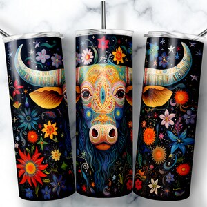20 oz Skinny Tumbler Sublimation Design Template Taurus Zodiac Sign Tumbler Straight Wrap Digital Download PNG