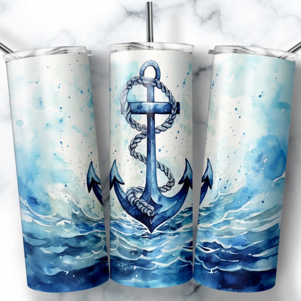 20 Unzen Skinny Tumbler Sublimation Design Vorlage Anchor Tumbler Straight Wrap Digitaler Download PNG