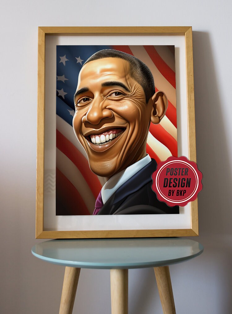 Barack Obama Caricature Printable Poster Design, Printable Wall Art ...