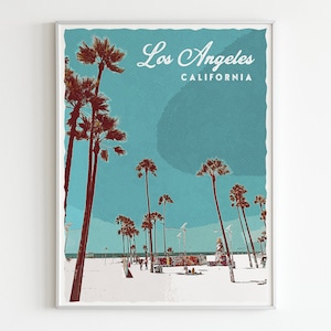 Los Angeles California Travel Poster, Printable Wall Art, Vintage Travel Wall Art, Home Décor, Large Format Digital Download, JPG File