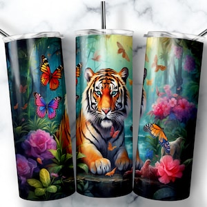 20 oz Skinny Tumbler Sublimation Design Template Lion Tumbler Straight Wrap Digital Download PNG
