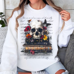 Vintage Books And Skull Sublimation Design, Women Sublimation T-shirt Design, Reading PNG Design, Digital Download PNG, Books T-shirt PNG