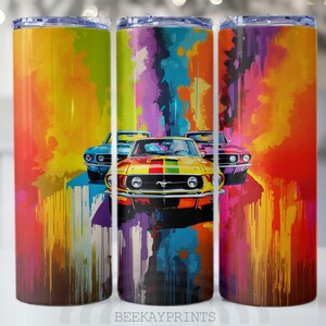 Muscle Car Tumbler Sublimation Design: 20oz Skinny Tumbler Wrap (Digital Download)