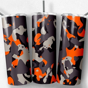Oranje camouflage 20oz magere beker sublimatieontwerp (digitale png-download)