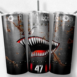 Flying Tigers Shark Mouth Rusted 20oz Tumbler Sublimation Design (Digital Download)