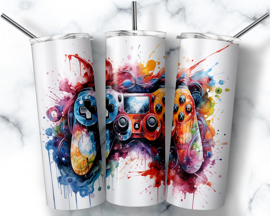 20 Oz Skinny Tumbler Sublimation Design Template Gamer Tumbler Straight ...