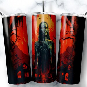 Halloween Zombie Lady 20 oz Tumbler Sublimation Design (Digital Download)