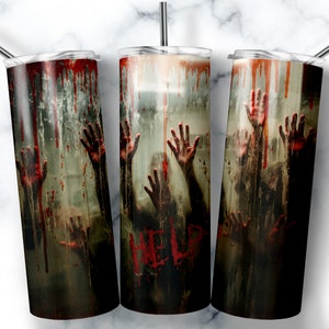 Halloween Tumbler Sublimation Design: Zombie Hands 20oz Skinny Tumbler (Digital Download)