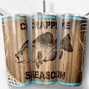 Crappie Season Tumbler Sublimation Design: Wood Engraved 20oz Skinny Wrap (Digital Download)