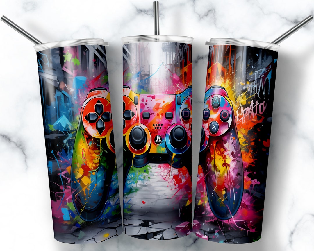 20 Oz Skinny Tumbler Sublimation Design Template Gamer Tumbler Straight ...