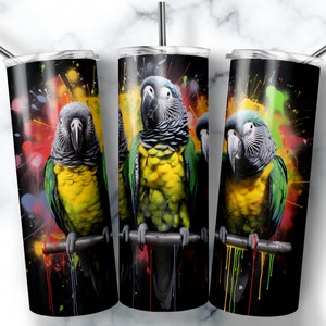 African Grey Parrot Tumbler Sublimation Design: 20oz Skinny Tumbler (Digital Download)