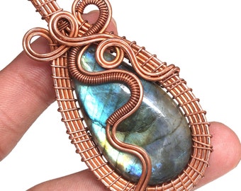 Labradorite Copper Wire Wrapped Pendant Copper Jewellry Labradorite Handmade Pendant Gift For Her Labradorite Gemstone Pendant Jewelry