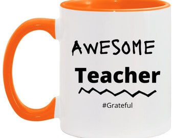 Leraar Waardering Mok- Leraar Mok- 11 oz. Accent Mok-2 toon Kleuren- Cadeau voor leraren, moeders, thuisonderwijs, Coach, Buddy, Koffie liefhebbers