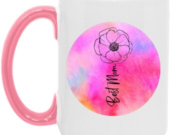 Theekopje voor Mom-Flower-15oz. Accent mok bloemmotief, koffiemok voor moeder-verjaardag, vakantie, Kerstmis, dank u, jubileum
