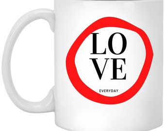 Geschenkbare witte mok-love-keramische beker - 11 oz. witte mok