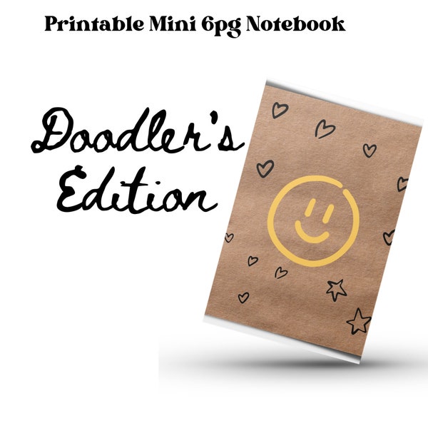 Printable Pocket Notebook, Doodler's Edition, Mini Journal with Doodle Instruction and Notebook and Dotted Pages for Practice, Zine Style