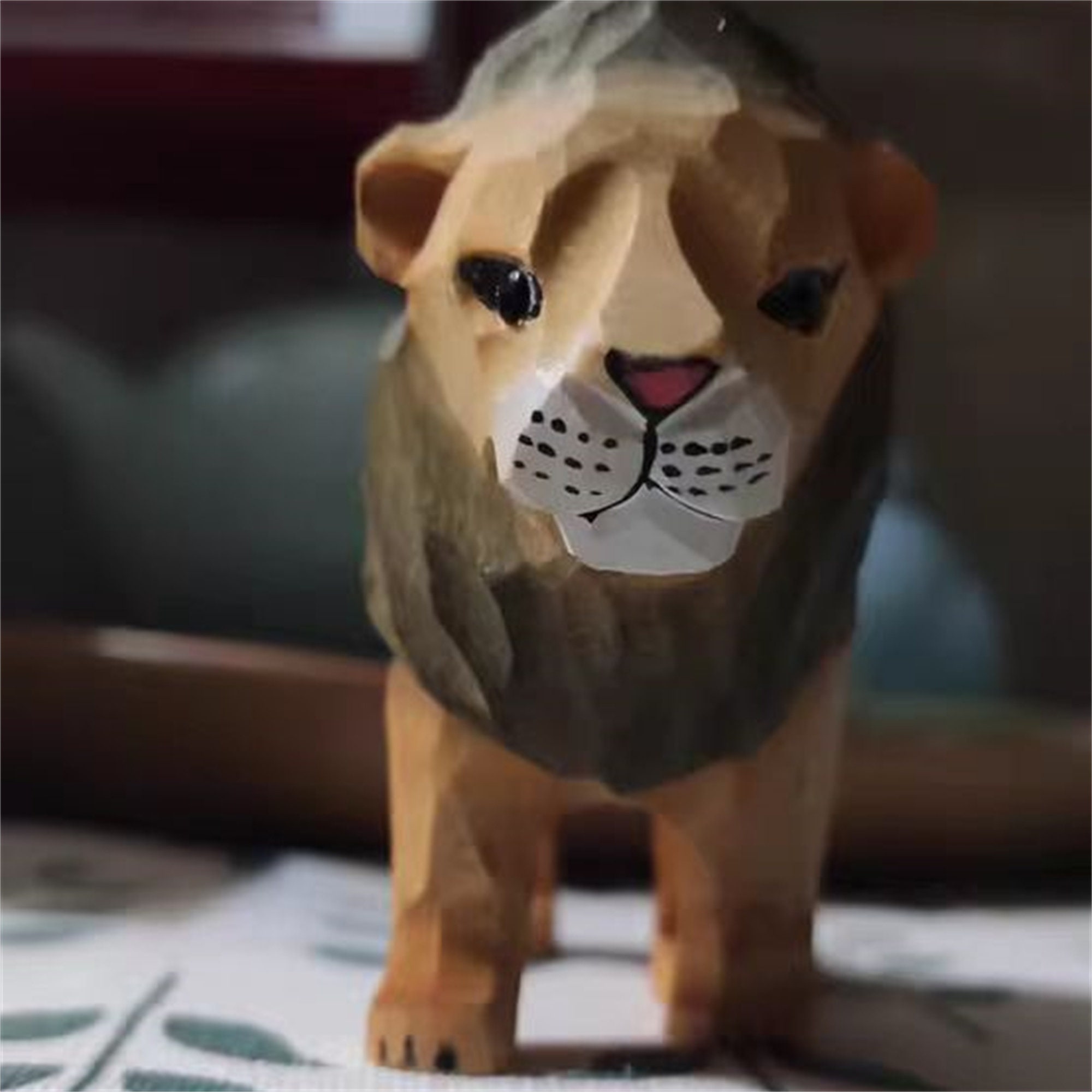 Handmade Wood Carving Lion Wood Carving Lion Sculpture Etsy