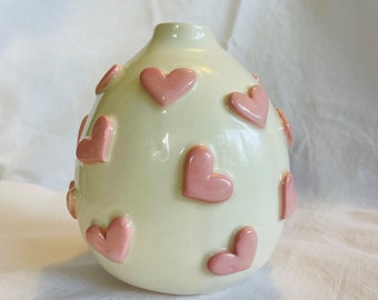 Pink hearts vase | Hand made | Pink vase | Vase | Cute vase | Cute pink vase