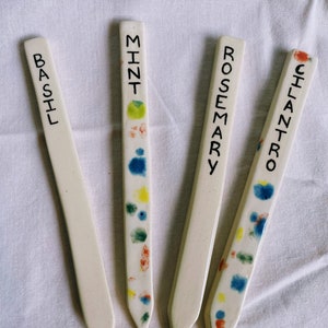 Handmade Ceramic Plant Markers: Herb & Vegetable Garden Decor, Set of 6