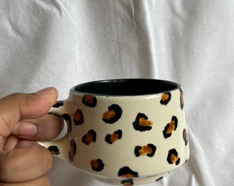 Cheetah print mug / animal print  mug / hand made mug