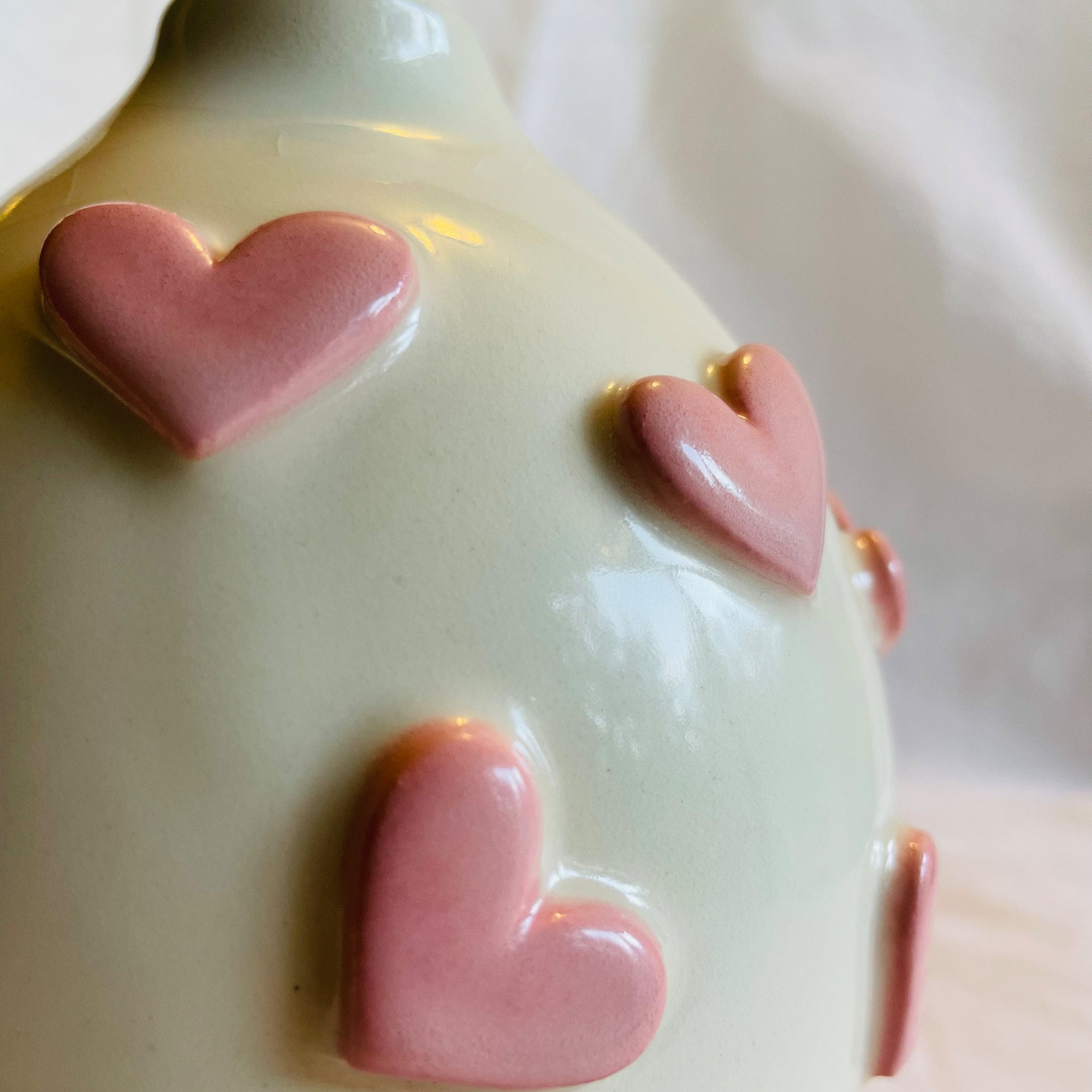 Pink Hearts Vase Hand Made Pink Vase Vase Cute Vase Etsy