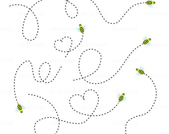 Bee Paths Clipart SVG Digital Instant Download for Cricut, Silhouette