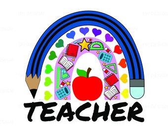 Teacher Heart Love School Grade Kindergarten SVG Digital Instant Download for Cricut, Silhouette