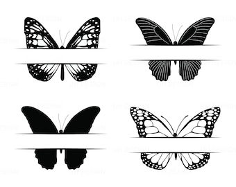 Bundle Butterfly Monogram Initial Name SVG Digital Instant Download for Cricut, Silhouette