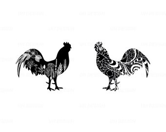 Floral Chicken SVG Digital Instant Download for Cricut, Silhouette