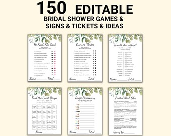 Bridal Shower Games, Minimalist Bridal Shower Games, Editable Wedding Party Games, Printable Bridal Shower Games, Bride or Groom Shower Game
