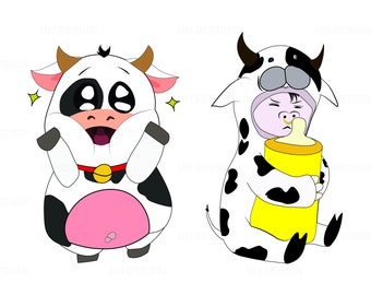 Cute Cow Clipart Baby SVG Digital Instant Download for Cricut, Silhouette