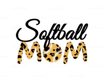 Leopard Mom Softball SVG Digital Instant Download for Cricut, Silhouette
