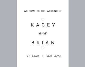 Welcome Wedding Sign, Minimalist Wedding Welcome Sign, Wedding Welcome Sign Template, Modern Wedding Signs, Wedding Sign Welcome