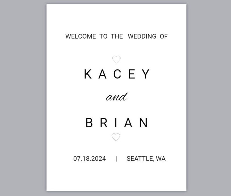 Welcome Wedding Sign, Minimalist Wedding Welcome Sign, Wedding Welcome ...