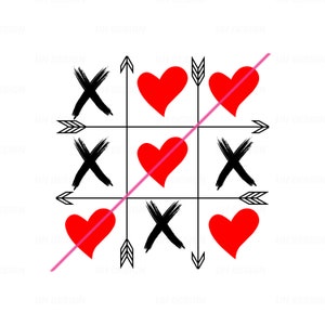 Tic Tac Toe Valentine Heart SVG Digital Instant Download for Cricut, Silhouette