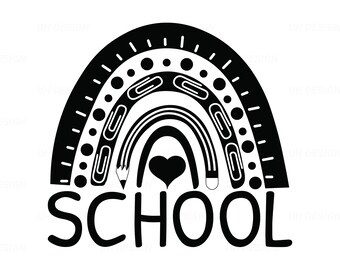 School Rainbow Teacher Day Books Kids SVG Digital Instant Download for Cricut, Silhouette