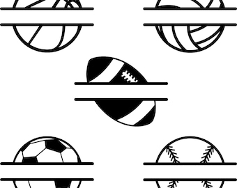 Monogram Ball Football Basketball Soccer Baseball Volleyball SVG Digital Instant Download for Cricut, Silhouette