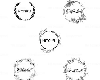 Bundle Family Name Floral Round Flower Frame Monogram SVG Digital Instant Download for Cricut, Silhouette