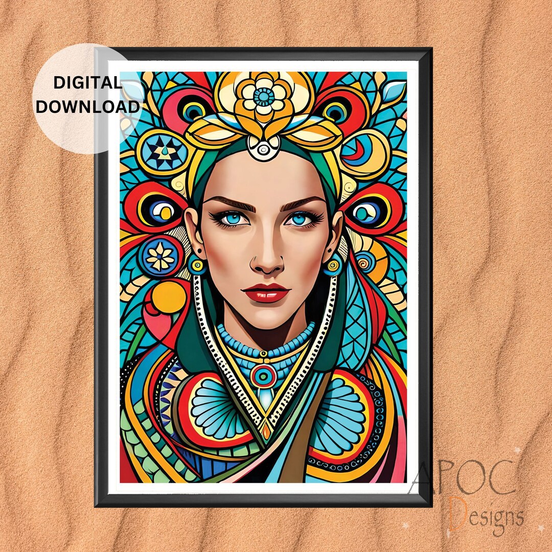 Colorful Abstract Woman Face Print, Printable Face Art, Woman Face Wall