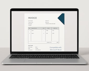 Minimalist invoice/receipt template word, editable, small business