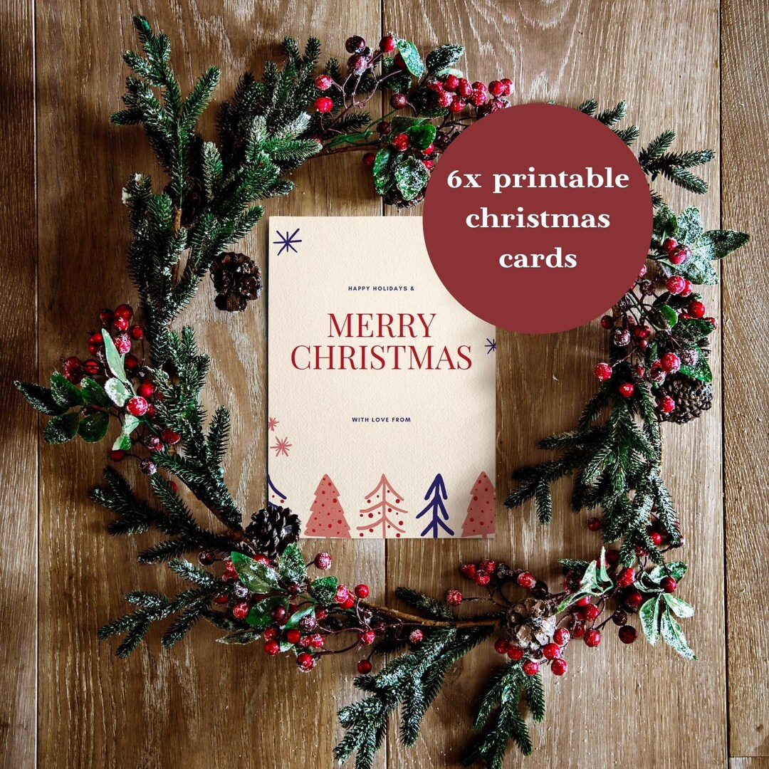 Set of 6 Printable A5 Christmas Cards Print It at Home - Etsy