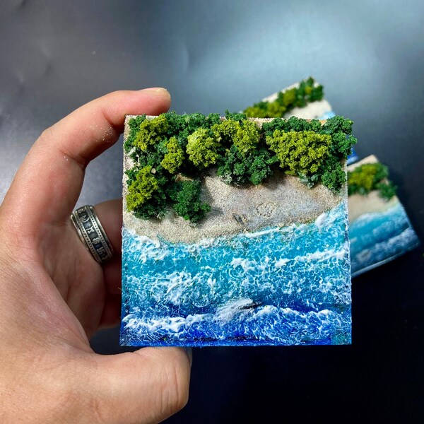 Diorama Diffuseur de parfum,Banc Wan’ning,Paysage réaliste original,Mini boîte petit monde,Décoration maison faite à la main,Ornements Seascape