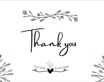 Thank you card wedding Black and white