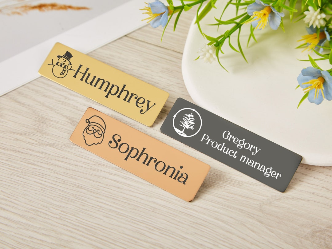 Personalized Engraved Name Tags Pin or Backing Name Etsy