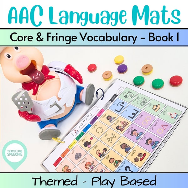 AAC Themed Language Mats | BOOK 1 | Visual Speech Therapy & Teaching | Communication Autism Toddler Bubbles Playdough Story Shapes Craft